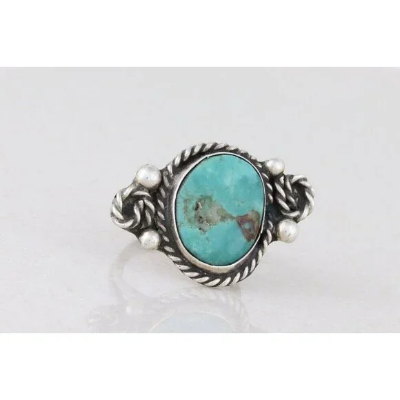 Sterling Silver Turquoise Ring Size 5 3/4 - Picture 5 of 8